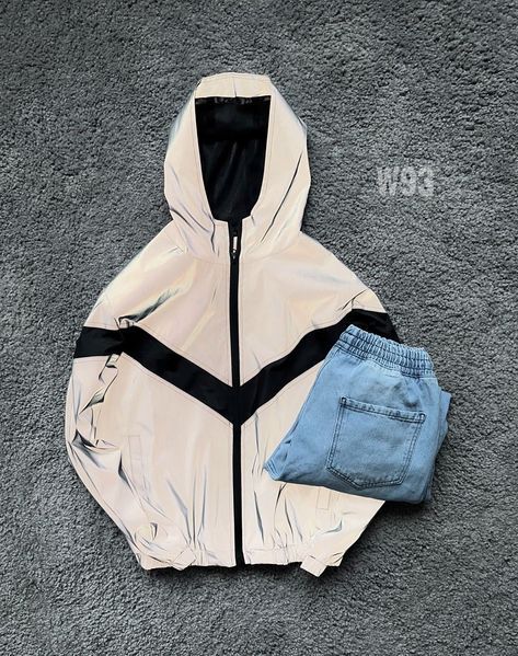 Мужская рефлективная oversize ветровка - серая w93 фото