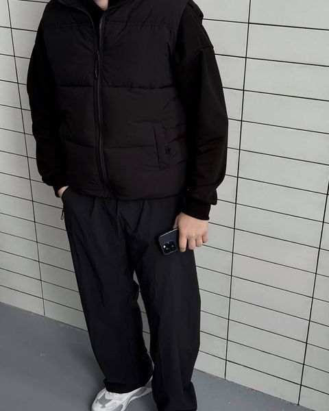 Чоловічий oversize жилет - чорний jle1-S фото
