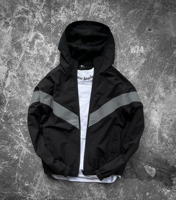Чоловіча рефлективна oversize вітрівка - чорна w74 фото