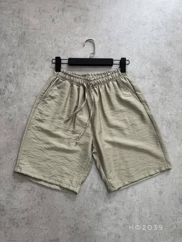 Чоловічі лляні oversize шорти - хакі нф2039 фото