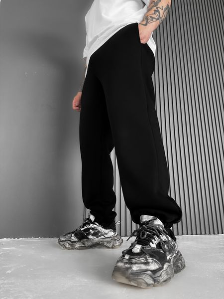 Мужские oversize брюки с начесом - черные Krr17-S фото