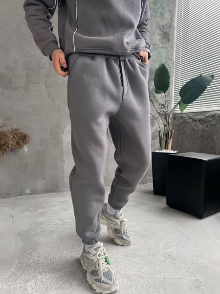 Мужские спортивные oversize брюки на флисе - серые fstn9n фото