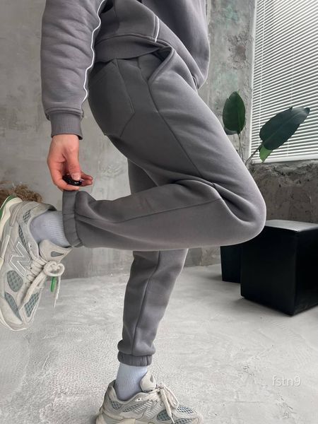 Мужские спортивные oversize брюки на флисе - серые fstn9n фото