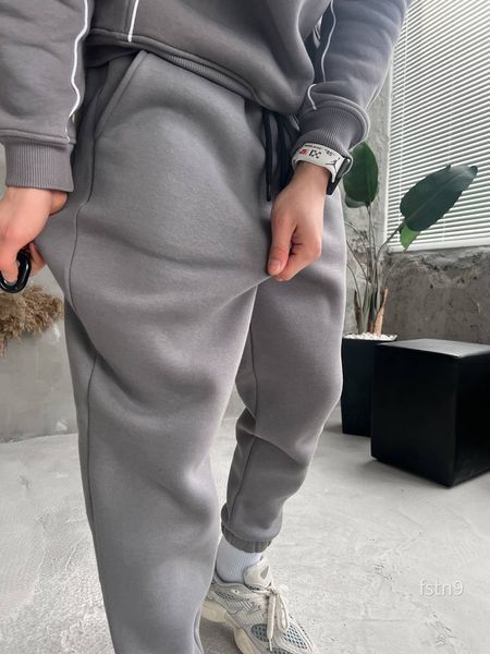 Мужские спортивные oversize брюки на флисе - серые fstn9n фото