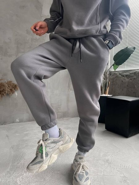 Мужские спортивные oversize брюки на флисе - серые fstn9n фото