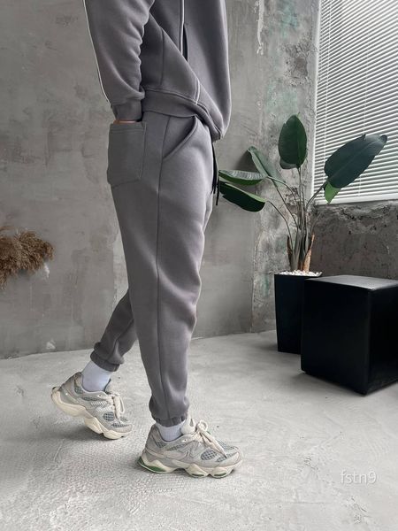 Мужские спортивные oversize брюки на флисе - серые fstn9n фото