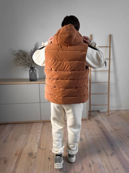 Мужской oversize жилет с капюшоном - бежевый jl4n1 фото