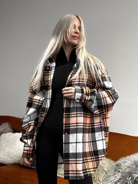 Женская рубашка Oversize в клетку zkl12 фото