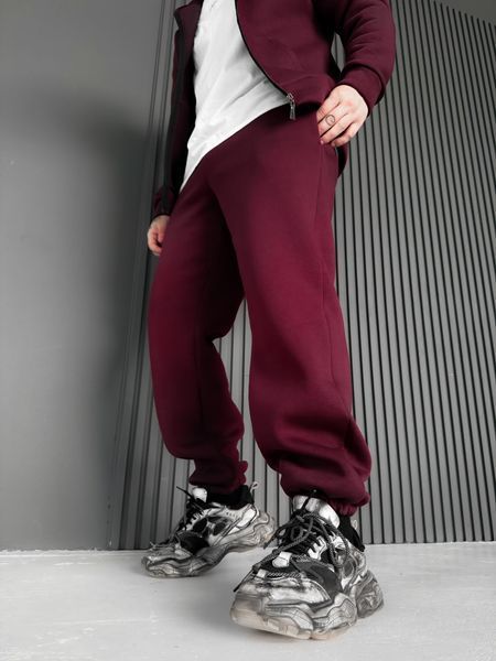 Мужские зимние oversize брюки - бордовые krr12 фото