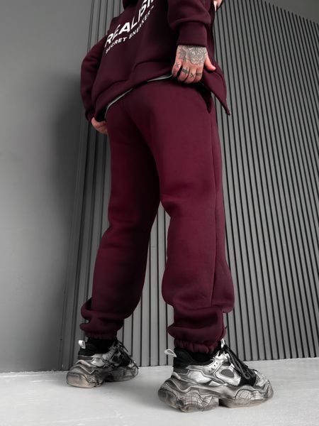 Мужские зимние oversize брюки - бордовые krr12 фото