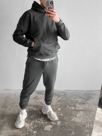 Мужской oversize спортивный костюм - графит khs9-S фото