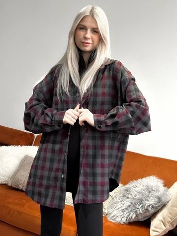 Жіноча Oversize сорочка в графітову клітинку zkl9 фото