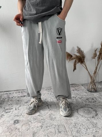Мужские oversize брюки с принтом - серые mac3 фото