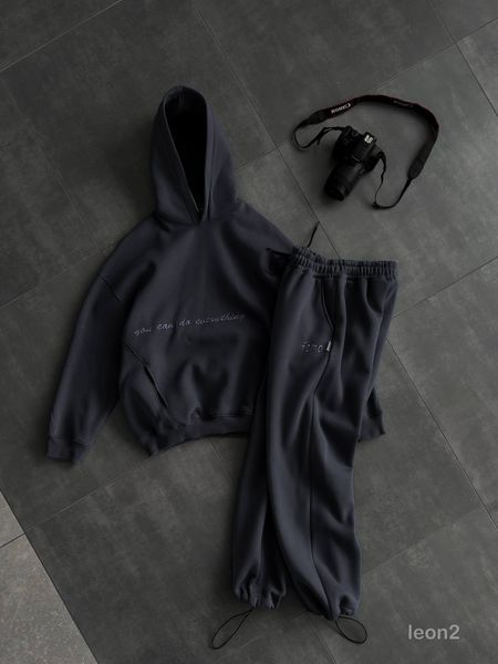 Чоловічий спортивний oversize костюм - графіт leon2 фото