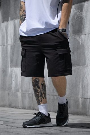 Чоловічі шорти oversize із бічними карманами - чорні 1133500000009 фото