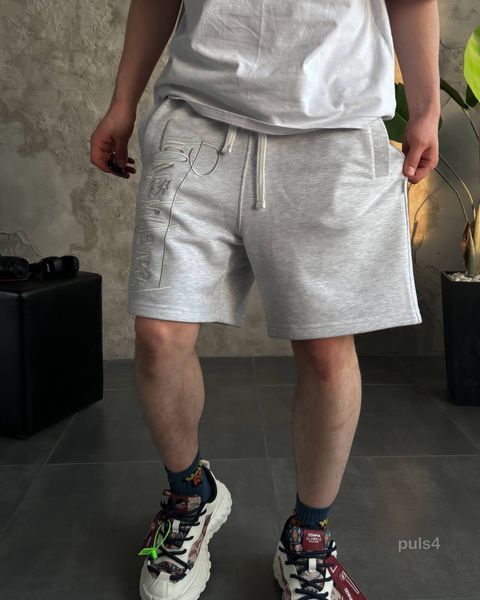 Чоловічі трикотажні oversize шорти - світло-сірі puls4s1-S фото