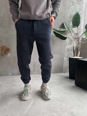 Чоловічі спортивні oversize штани на флісі - сині fstn2n фото