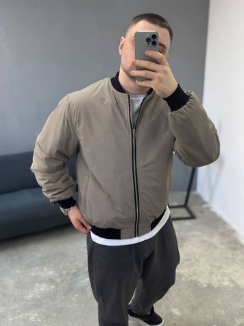 Чоловічий oversize бомбер - бежевий rd539-S фото