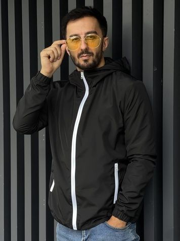 Чоловіча вільна вітрівка - чорна 707black фото