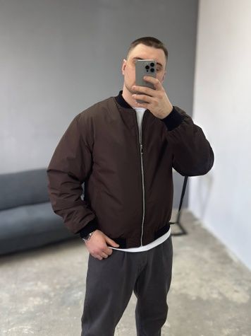 Чоловічий oversize бомбер - коричневий rd540-S фото