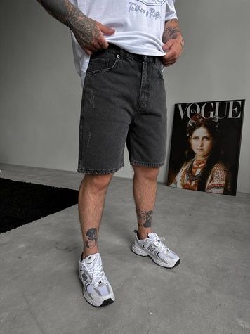 Чоловічі джинсові oversize шорти - чорні jl237 фото