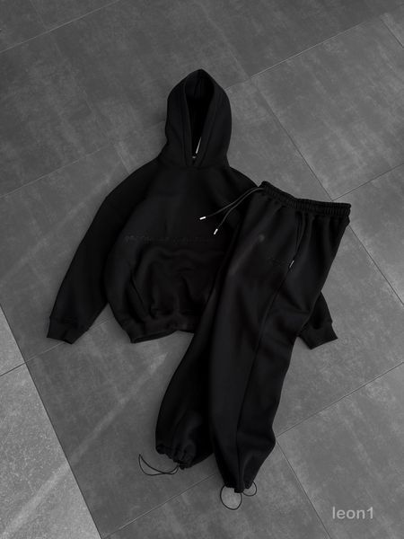 Мужской спортивный oversize костюм - черный leon1 фото