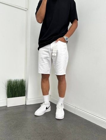 Чоловічі джинсові oversize шорти - білі 28899 фото