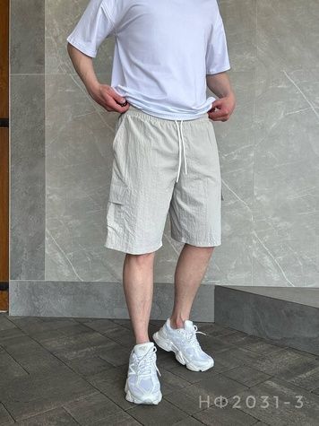 Чоловічі шорти oversize з плащівки - світло-сірі нф2031-3s-S фото
