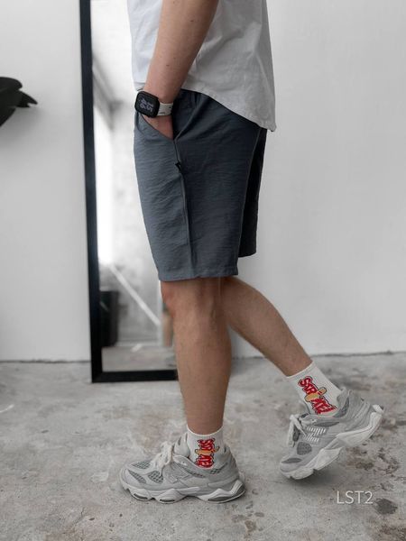 Чоловічі лляні oversize шорти - графіт lst2 фото